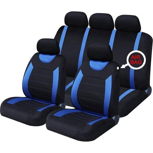 5-Seat Universal Polyester Fabric Full Set Black Blue Auto Seat Cover Cushion ProtectorC ar Washable