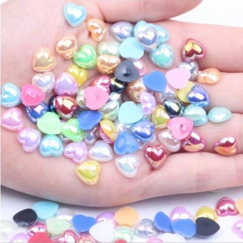 Mix Color Heart Shape Non hot Fix Rhienstones Pearl Flatback Nail Art Rhinestones Mobile Phone Shell Sticker