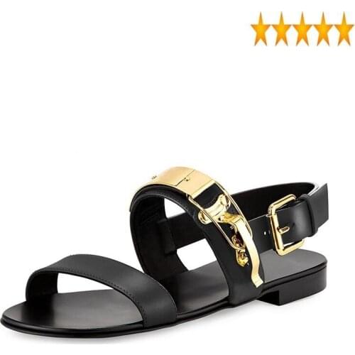 Buckle Summer Golden Mens Flats Open Toe Gladiator Man Vintage Rome Casual Genuine Leather Sandals Plus Size Beach Shoes