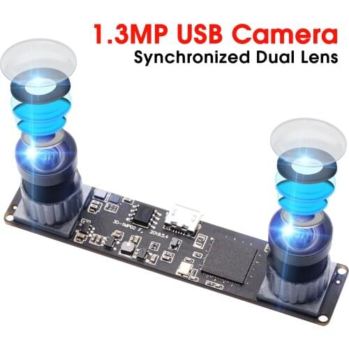 Synchronous Webcam MJPEG 60fps 1280X960 CMOS OV9750 Dual lens Synchronization USB Stereo Camera for Windows Linux Android Mac