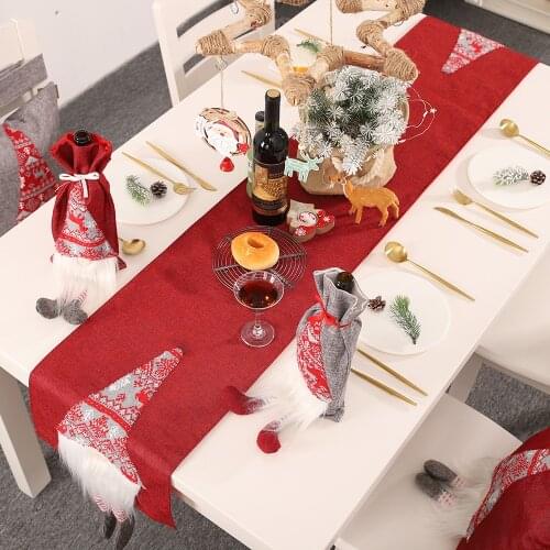 33*180cm Christmas Tulip Rudolph Tablecloth New Year Party Decorations Creative Christmas Tablecloth Home Decoration Supplies