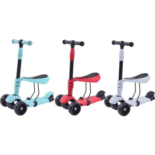 NEWEST!!!Childrens flash wheel scooter can be seated slippery three-in-one scooter for boys and girls adjustable walker