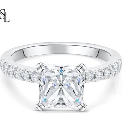 SL Rhinestone Engagement Ring Jewelry For Women Solid 925 Sterling Silver Ring wedding Gift anillos plata 925 para mujer