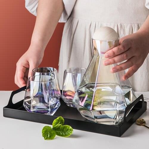 Glass Pitcher Water Bottle Drinkware Cold Water Juice Kettle Jug Cup Set Teacup Kitchen Accessories Color Transparent Wine Glass