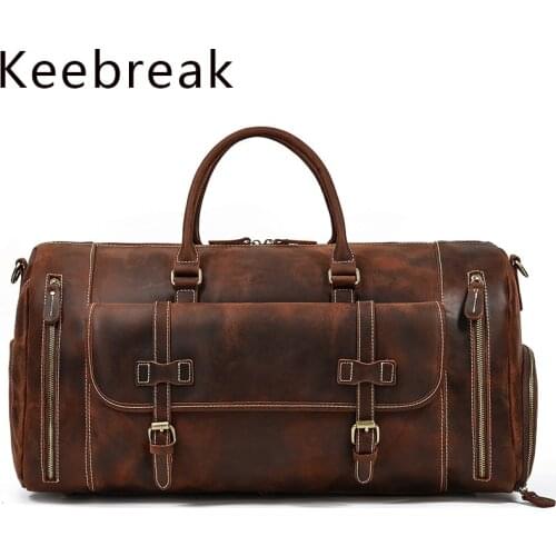 100% Genuine Leather Men Travel Duffles Bag Real Cow Skin Travelling Shoulder Gym Sport Bags Laptop Hand Luggage Weekend Bags