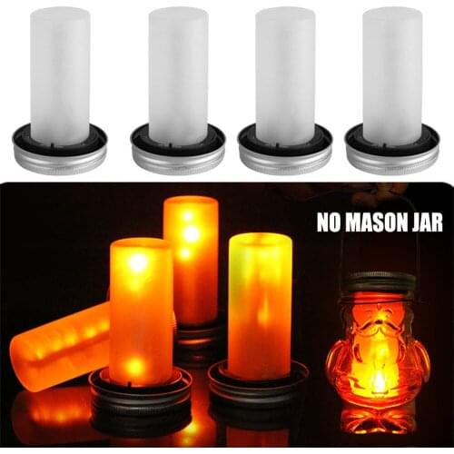 4PCS Solar Powered LED Electronic Candle Battery Wedding Decor Romantic Warm Light Garden Outdoor Solar Bottle Lamp (No Jar)