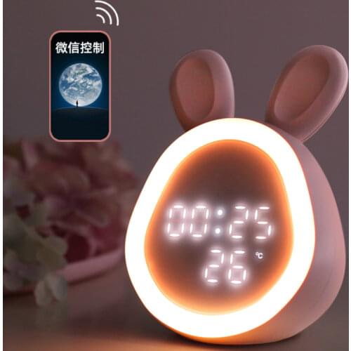 Night Light Smart Table Lamp with Time Alarm Clock Childrens Room Decoration Lights Sleep Eye Protection Neon Signs for Room