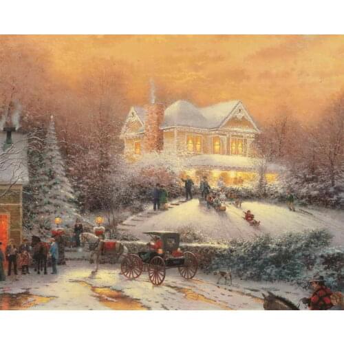 Victorian Christmas II Thomas Kinkade HD Canvas Print Living Room Bedroom Wall Pictures Art Painting Home Decoration No Frame