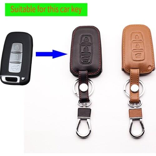 High-quality leather key case cover Key case for Kia RIO K2 K3 K5 Sportage Sorento 3-button smart key cleaner keys accessories