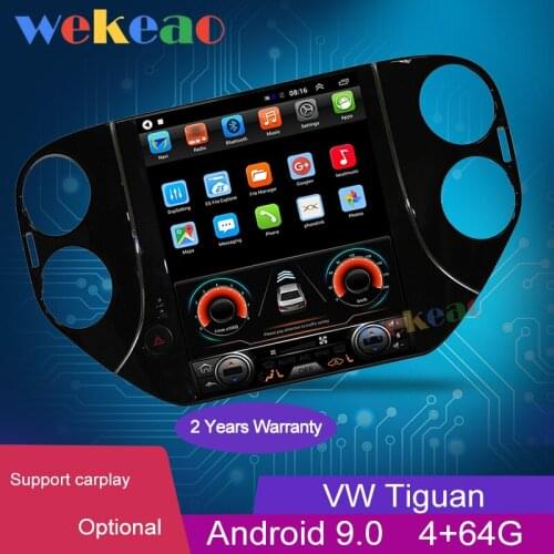 Wekeao 10.4" Vertical Screen Tesla Style 1 Din Android 9.0 Auto Radio 4G For Volkswagen VW Tiguan Car Dvd Multimedia Player GPS