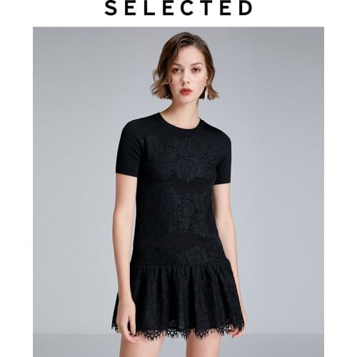 SELECTED Sweet Women Lace Cut-outs Openwork commuter knitted Dress S|419346506