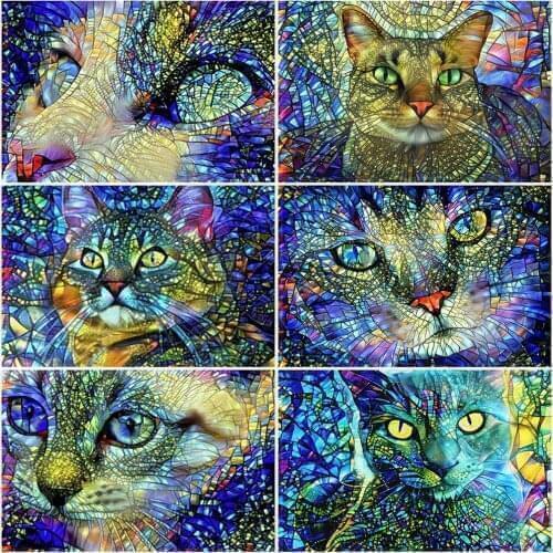 ZOOYA 5D DIY Diamond Painting Cat Full Square Drill Diamond Embroidery Animal Abstract Picture Of Rhinestones Mosaic Wall Art