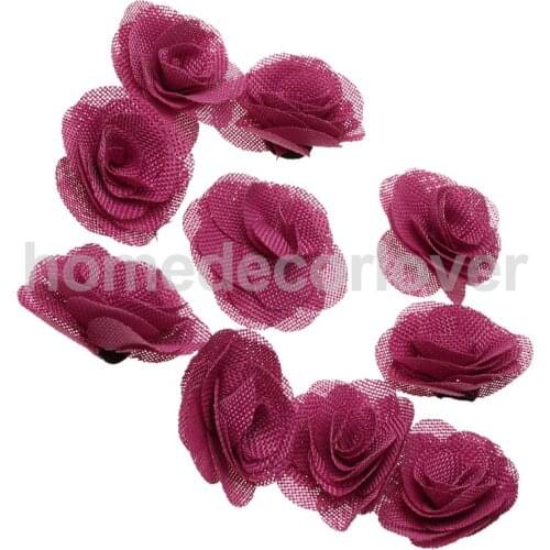 10x Rustic Rose Red Flower Rose Wedding Decoration Hessian Decor 6.5cm