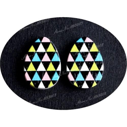 13x18mm Triangle Tear Drop Shape Painted Wood Laser Cut Cabochon to make DIY Rings, Earrings, Brooch, Necklace pendant