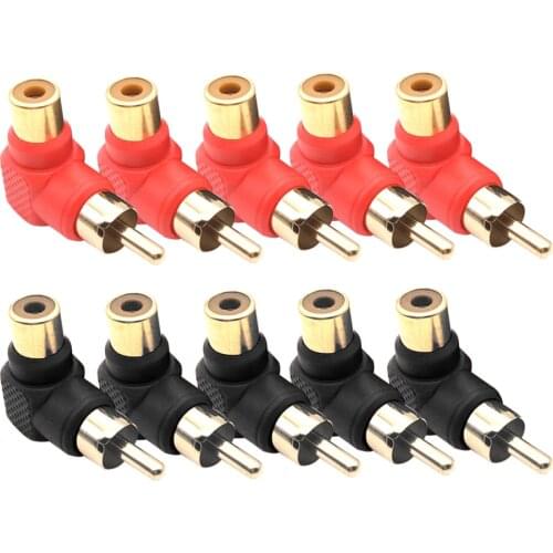 2Pcs 90 Degree RCA Right Angle Connector Plug Adapters Male To Female M/F 90 Degree Elbow Audio Adapter