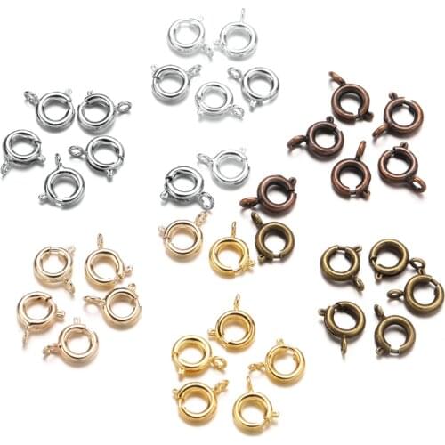 30pcs/lot Gold Spring Ring Clasp With Open Jump Ring jewelry Clasp For Chain Necklace Bracelet Connectors Jewelry Making