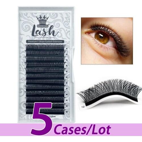 5pcs/lot 2021 Newest Y-Shaped Air Eyelash Extensions Faux Synthetic Premium Y-shaped 8-15mm C/D Curl Fluffy Lashes Trays