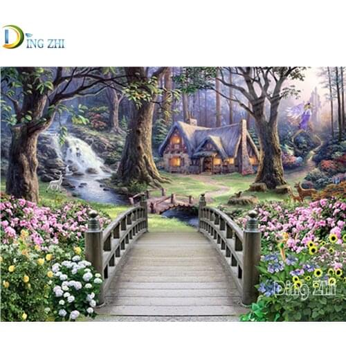 5D Full Drill Garden Lodge Diy Diamond Painting Square Round Diamonds Embroidery Mosaic Kits Bird Flower Decorations Home Gift
