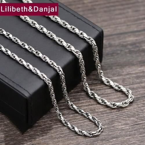 925 Sterling Thai silver Vinage Necklace Men Weave Pendant Long Rope Chain Necklace women Gift Fine Jewelry N25