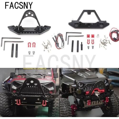 Aluminum Front Rear Bumper With Winch Led Light Bull Bar Spare Tire Carrier For 1:10 Axial SCX10 JEEP SCX10 II TRX-4 TRX4 RC Car