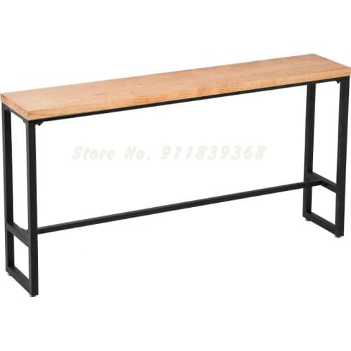 Wrought iron solid wood bar table bar chair high chair high stool milk tea shop home bar table and chair against the wall long t