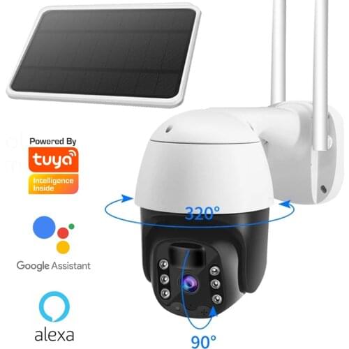 Tuya Smart Life 3G 4G Solar Powered Battery Wifi Camera 360 Wireless PTZ Speed Dome Camera 4G Sim Card Solar Intelligent Energy