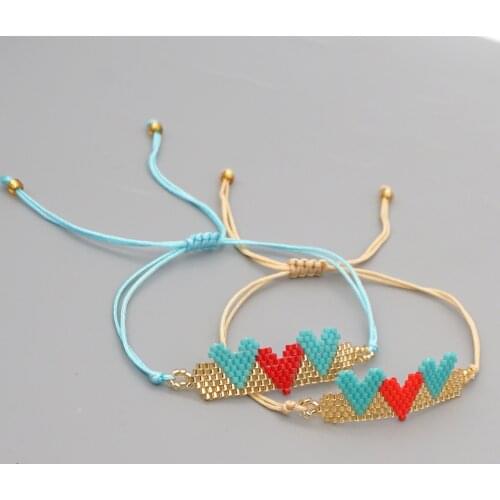 Go2boho Heart Bracelet For Girl Bohemian Color Jewelry Handmade Japanese Bead Jewellery Adjustable Rope Pulsera Miyuki Bracelets
