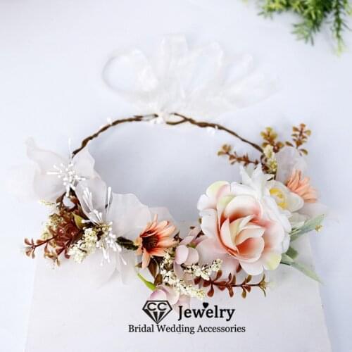 CC Garland Women Flower Hairbands Wedding Accessories Engagement Hair Ornaments Bridal Crowns Princess Headwear Romantic 58431
