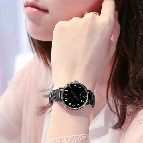 Fashion Womens Magnet Buckle Mesh Belt Quartz Wristwatches Digital Watch For Women Waterproof Lover Watches Cuple Montre Femme