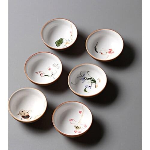 Flower Pattern Tea Cup Traditional Chinese Handmade Color Glaze Pottery Teacup Ceramic Small Tea Bowl