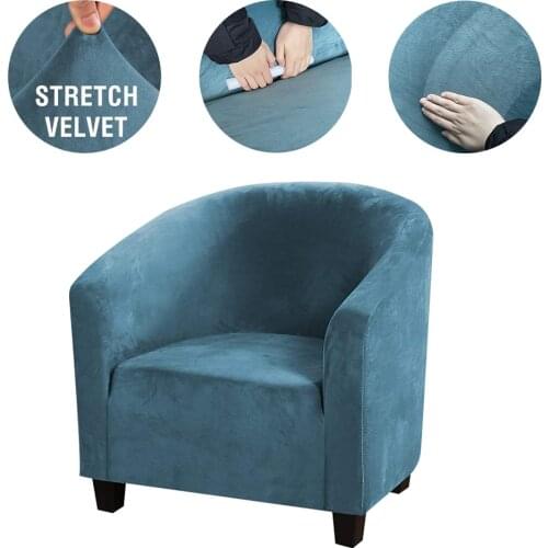Sretch Coffee Tub Chair Cover Velvet Sofa Armchair Seat Cover Protector Washable Furniture Stretch Slipcover Club Chair Cover