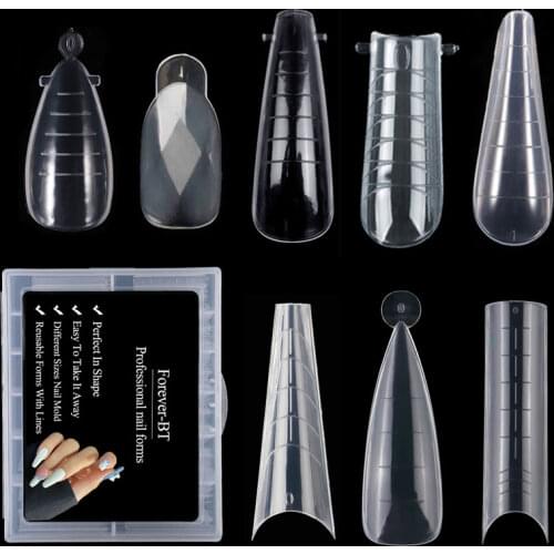 120/60pcs Dual Nail Forms French False Nail Tips System Extension UV Poly Nail GEL Acrylic Nail Decoration Nail Art Mold Tips