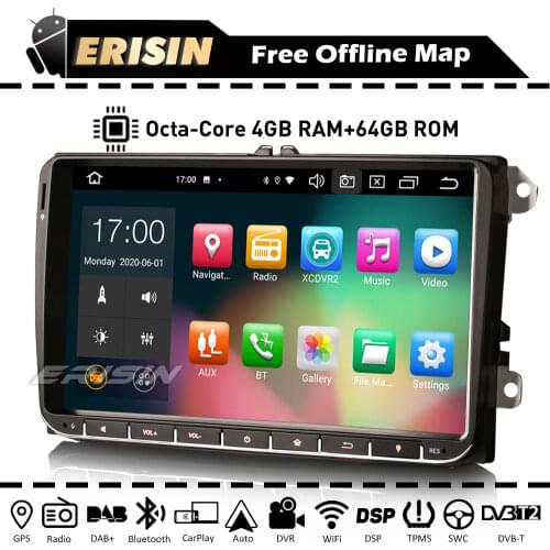 Erisin ES8128V Car Stereo Autoradio Android Auto 10 CarPlay GPS DSP DAB OBD Bluetooth WiFi For VW Beetle Golf Touran Passat SEAT