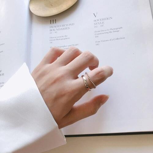 Kinel S925 Sterling Silver Jewelry Commitment to Marry an Engagement ring Simple opening Step steampunk Distressed Chain ring