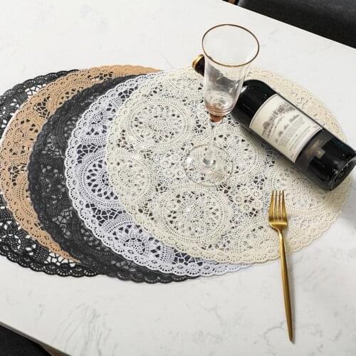 PVC Round table place mat Christmas pad Cloth dish placemat cup mug dining tea coaster drink doily kitchen