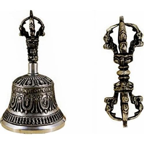 Metal Buddhist Bell Dorje Vajra Tibetan Buddhism Temple Singing Bell Brass Spiritual Healing Yoga Mediation Tools Home Decor