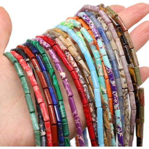 Natural Stone Emperor Various Stone Beads Cylindrical Loose Spacer Beads for Jewelry Making Necklace DIY Bracelet Accessories