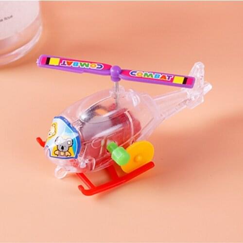 New and interesting wind-up clockwork toy transparent mini airplane helicopter pull-back toy child infant crawling toy