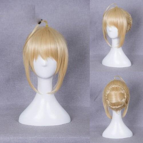 1pcs Fate/Zero Saber Wig Anime Synthetic Hair Cosplay Costume Prop Halloween Party Decor Collection for Women Girl Gift