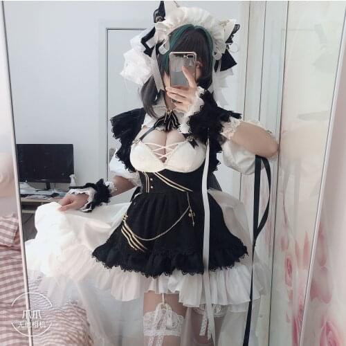 [Customized] Anime Azur Lane Cheshire Maid Outfit Gorgeous Lolita Dress Cosplay Costume Halloween Women Free Shipping 2020 New
