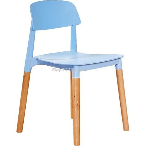 Nordic Simple Plastic Chair, Adult Back Thickened Solid Wood Leisure Restaurant Dining Chair, Creative Negotiation Talent Chair