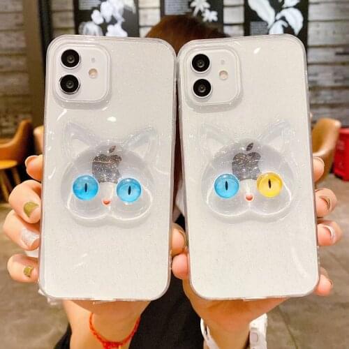 Cartoon Cat Clear Silicone Glitter TPU Case For Xiaomi Mi 9 CC9 Mi 11 Pro Redmi NOTE 7 8 Pro K40 11 Lite Phone Cover