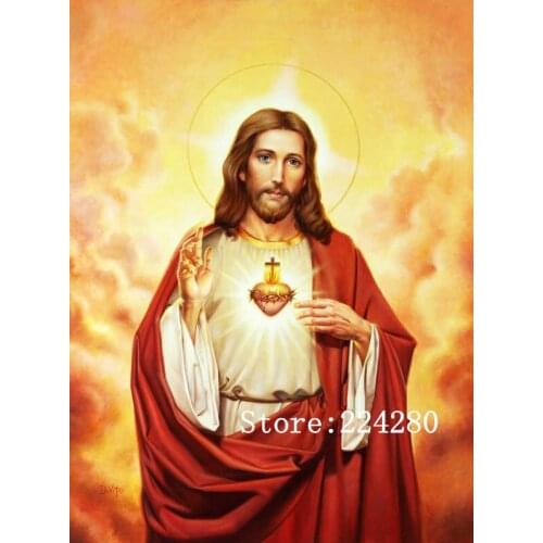 Jesus Christ Sacred Heart Needlework, Cross stitch, 14CT Unprinted Embroidery kits Arts Cross-Stitching,DIY Handmade Decor