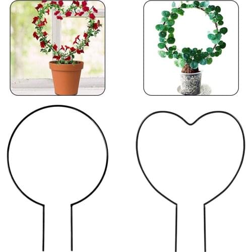 Garden Trellis Climbing Plant Flower Stand Round/Heart-shaped Flower Rack Potted Plant Vines Climbing Frame Garden Decoration