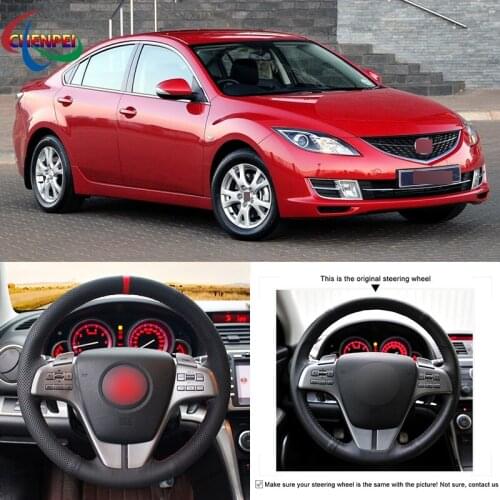 DIY Hand-stitched Customization Non-Slip Black Leather Steering Wheel Cover For Mazda 6 (GH) 2009-2012 Car Interior Decoration