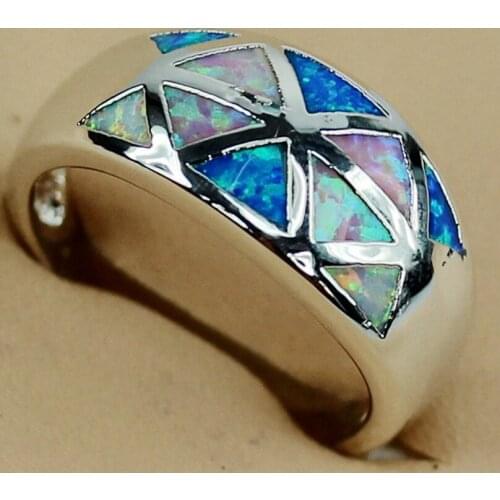 SHUNXUNZE pink white blue mix opal Engagement Wedding rings Jewelry & Accessories for women Bohemia Rhodium Plated R3571 size 8