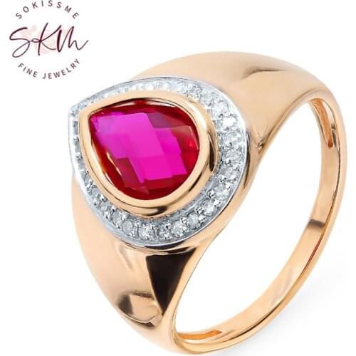 SKM ruby rings 14k 18k rose gold trendy Engagement rings designer Promise Luxury Fine Jewelry