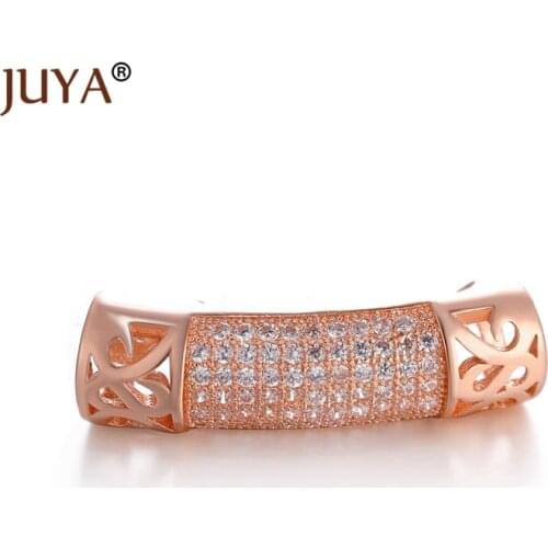 Supplies For Jewelry Wholesale Gold Rose Gold Copper Zircon Rhinestone Tube Beads For DIY Beaded Jewelry Making Accessory