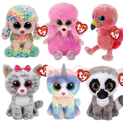 TY Beanie Boos Big Eyes Doll Plush Stuffed Animal Frog Fox Gorilla Duck Collectible Toy Boys Girls Christmas Birthday Gift