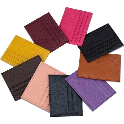 Mens Womens Ultra-Thin Credit Card Holders Slim PU Leather Male Female Wallets Small Coin Purse Business Card Clip Case